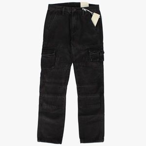 MNML BLACK RELAXED FIT CARGO JEANS